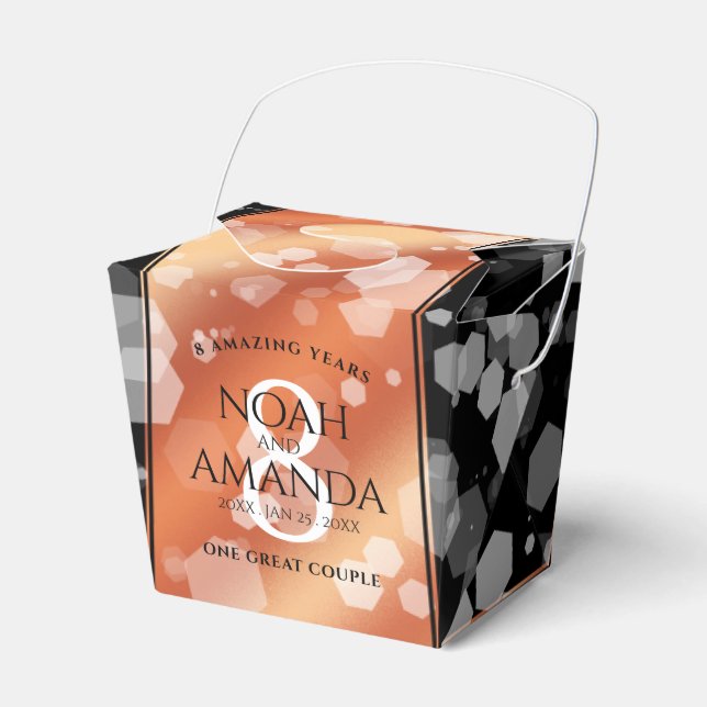 Elegant 8th Bronze Wedding Anniversary Celebration Favour Box (Front Side)