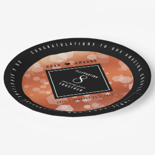Elegant 8th Bronze Wedding Anniversary Celebration Paper Plate
