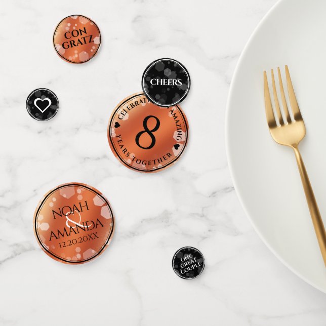 Elegant 8th Bronze Wedding Anniversary Confetti (Group)