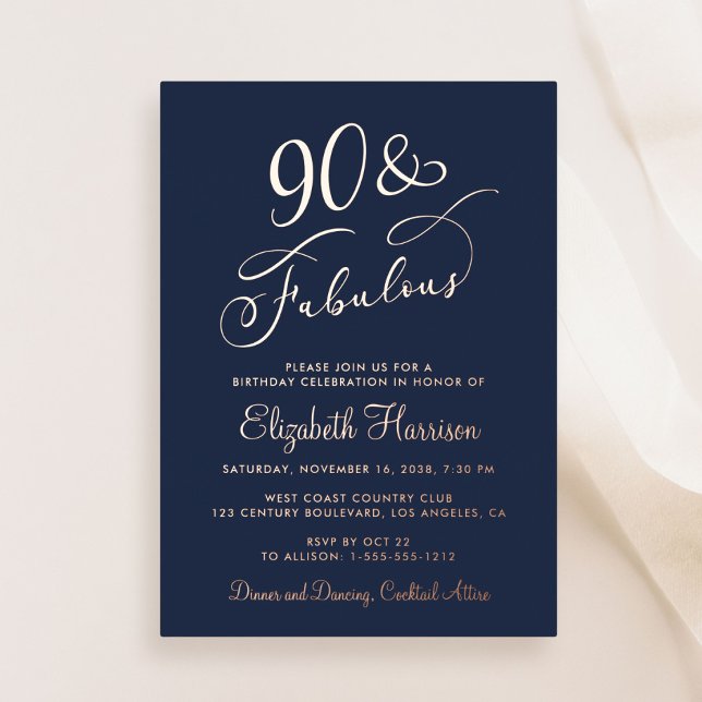 Elegant 90 And Fabulous Blue 90th Birthday Party (Creator Uploaded)