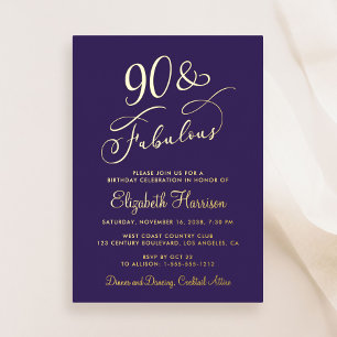 Elegant 90 And Fabulous Purple 90th Birthday Party