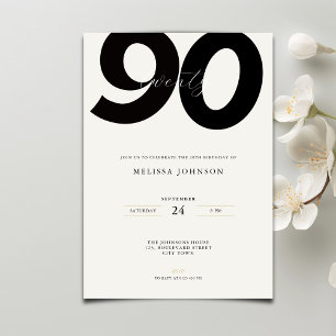 Elegant 90th Birthday Invitation - Minimal Style