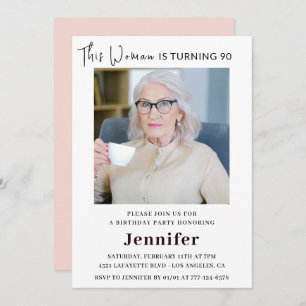 Elegant 90th birthday invitations for her Photo