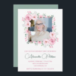 Elegant 90th birthday invitations Photo Boho<br><div class="desc">Elegant 90th birthday invitations Photo Boho vintage flowers</div>