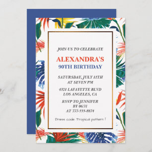 Elegant 90th birthday invitations Tropical Party 