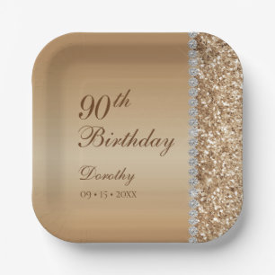 Elegant 90th Birthday Paper Plate
