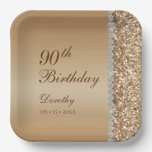 Elegant 90th Birthday Paper Plate