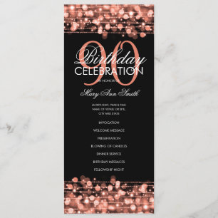Elegant 90th Birthday Party Program Rose Gold Menu