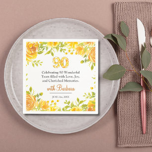 Elegant 90th Birthday Party – Yellow Roses Decor Napkin