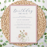 Elegant 90th Pink Calligraphy Wildflower Birthday<br><div class="desc">Elegant 90th Pink Calligraphy Wildflower Birthday Invitation</div>