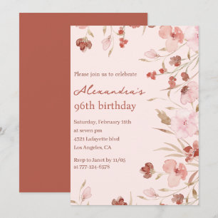 Elegant 96th birthday invitations Floral Chic