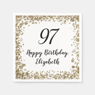 Elegant 97th Birthday Napkins With Gold Sequins