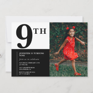 Elegant 9th birthday invitation Girl Chic Photo