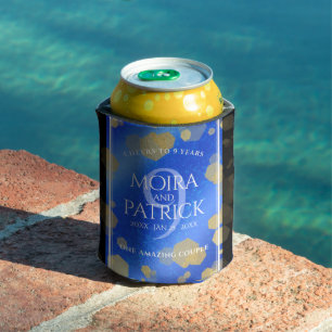 Elegant 9th Lapis Lazuli Wedding Anniversary Can Cooler