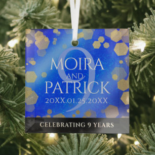 Elegant 9th Lapis Lazuli Wedding Anniversary Glass Tree Decoration