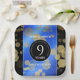 Elegant 9th Lapis Lazuli Wedding Anniversary Paper Plate