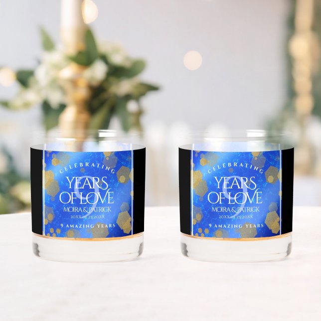 Elegant 9th Lapis Lazuli Wedding Anniversary Whiskey Glass (Insitu (Wedding))