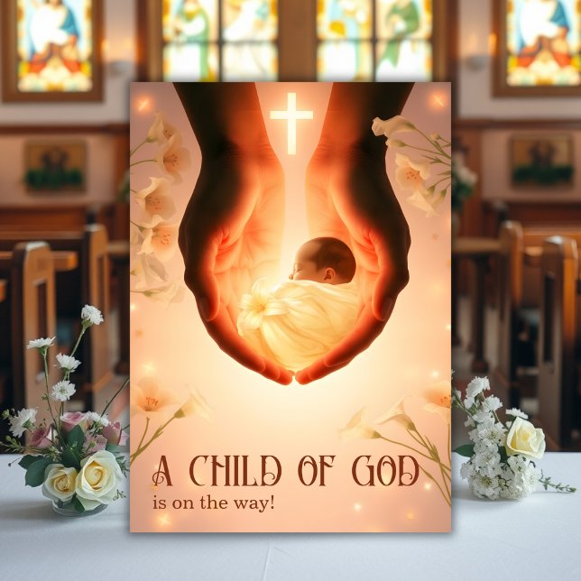 Elegant A Child of God Christian Baby Shower Invitation (Elegant A Child of God Christian Baby Shower Invitation)