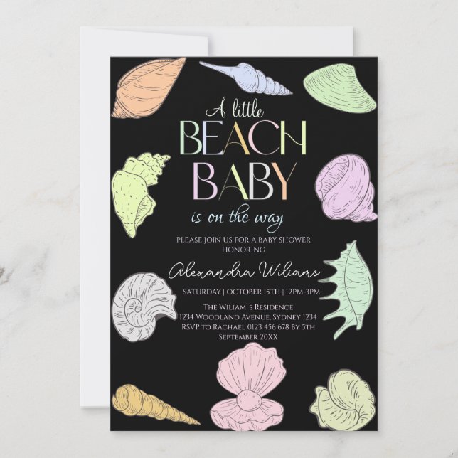Elegant A Little Beach Babe Baby Shower   Invitation (Front)