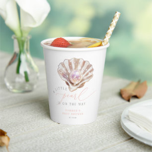 Elegant A Little Pearl Is On The Way Baby Shower Paper Cups