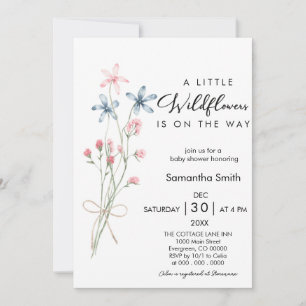 Elegant A Little Wildflower Girl Baby Shower Invitation