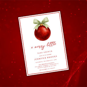 Elegant A Merry Little Christmas Baby Shower Invitation