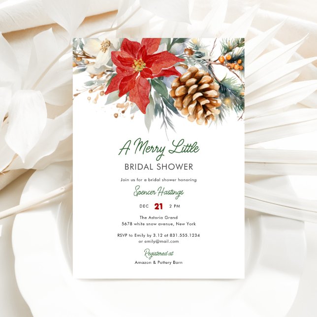 Elegant A Merry Little Christmas Bridal Shower Invitation (Creator Uploaded)