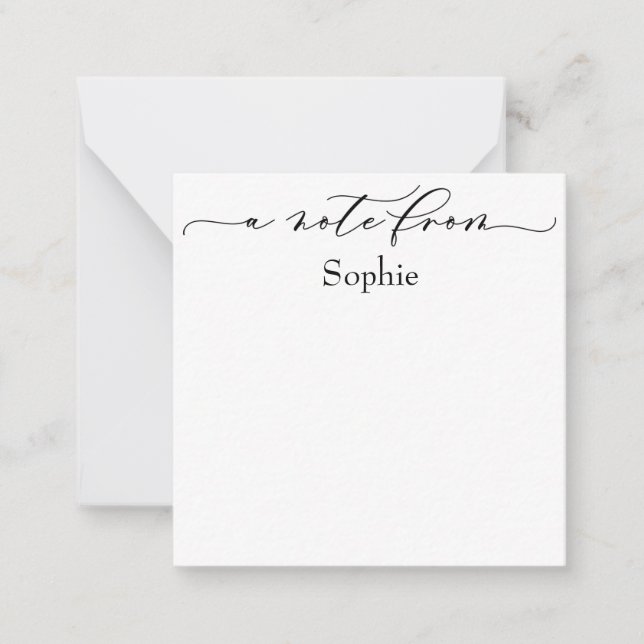 Elegant "A Note From" in Simple Black & White Card (Front)