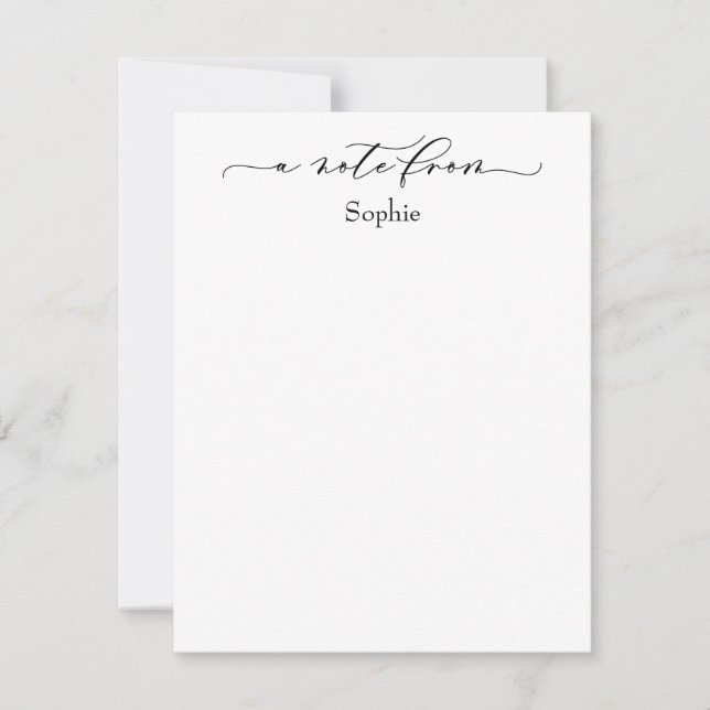 Elegant "A Note From" in Simple Black & White Card (Front)