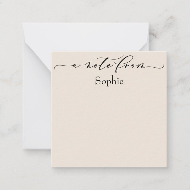 Elegant "A Note From" in Simple Cream Card (Front)