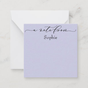 Elegant "A Note From" in Simple Lavender Card