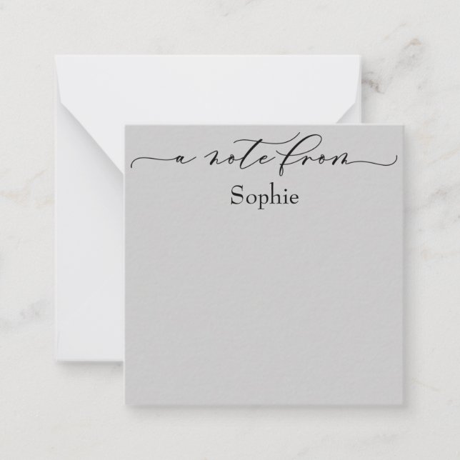 Elegant "A Note From" in Simple Light Grey Card (Front)
