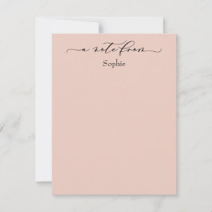 Elegant "A Note From" Simple Blush Pink Card