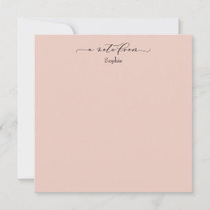 Elegant "A Note From" Simple Card in Blush Pink