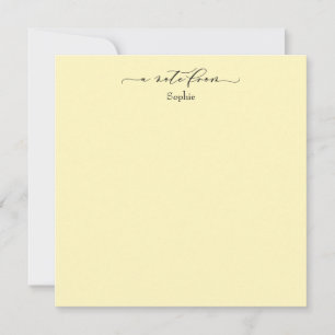 Elegant "A Note From" Simple Card Pale Yellow