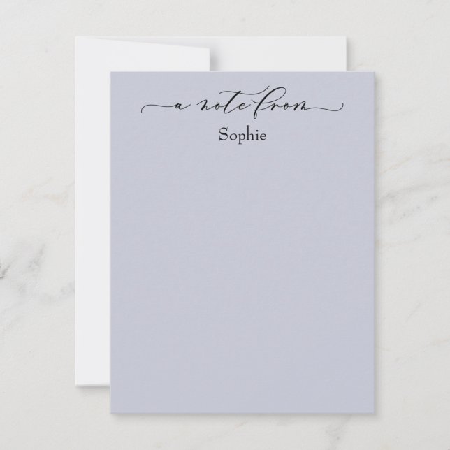 Elegant "A Note From" Simple Dusty Blue Card (Front)