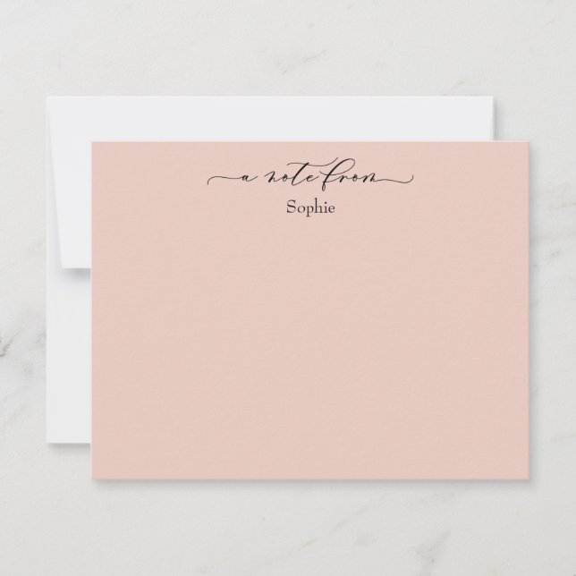 Elegant "A Note From", Simple in Blush Pink Card (Front)