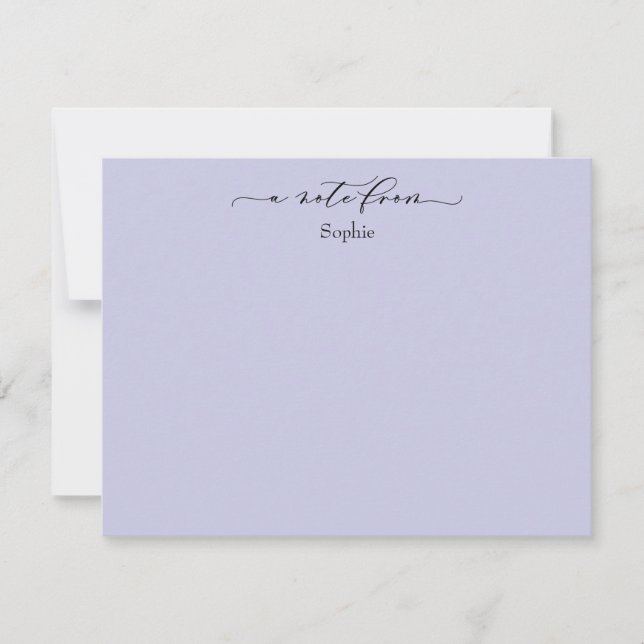 Elegant "A Note From", Simple in Lavender Card (Front)