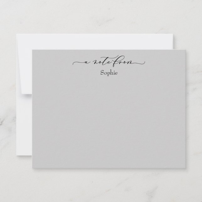Elegant "A Note From", Simple in Light Grey Card (Front)