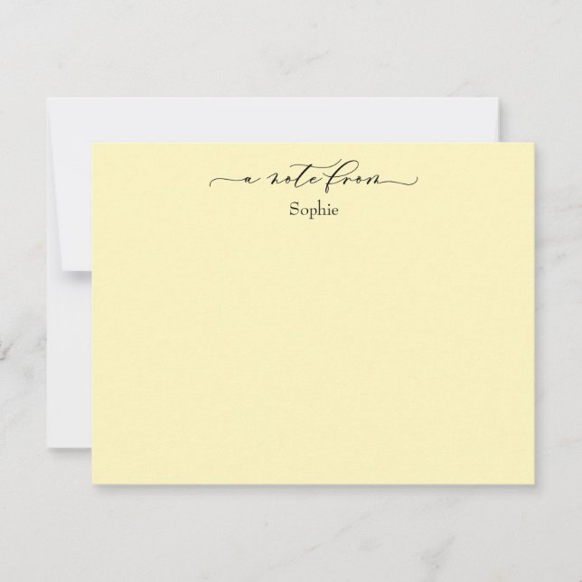 Elegant "A Note From", Simple in Light Yellow Card (Front)