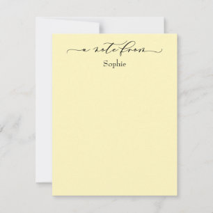 Elegant "A Note From" Simple Light Yellow Card