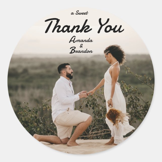 Elegant A Sweet Thank You  Classic Round Sticker (Front)