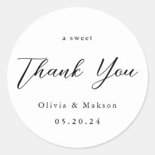 Elegant A Sweet Thank You Wedding Favour Classic Classic Round Sticker