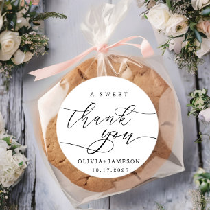Elegant A Sweet Thank You Wedding Favour  Classic Round Sticker
