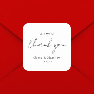 Elegant A Sweet Thank You Wedding Favour  Square Sticker