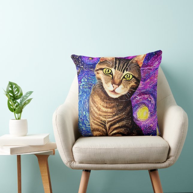 Elegant Abstract Airbrush Cat Cushion (Chair)
