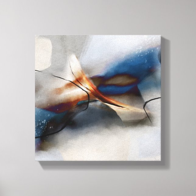 Elegant Abstract Art Blue Terracotta Painting  Can Canvas Print (Front)