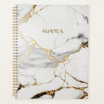 Elegant abstract black and white gold marble stone planner<br><div class="desc">Elegant black and white and gold marble Planner.</div>