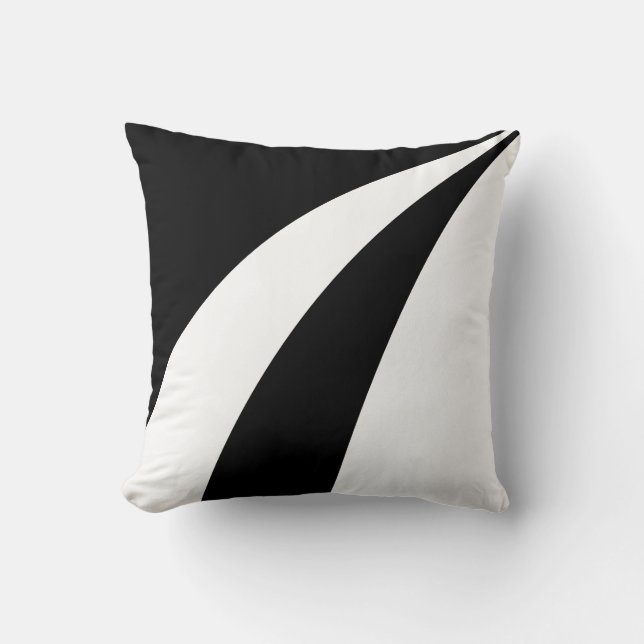 Elegant abstract black and white waves cushion (Front)