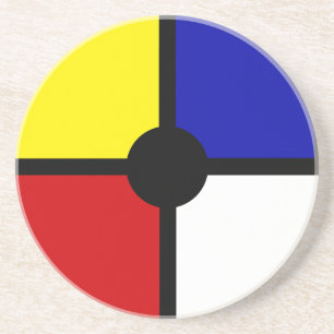 Elegant Abstract Black, Blue, Red, Yellow & White Coaster